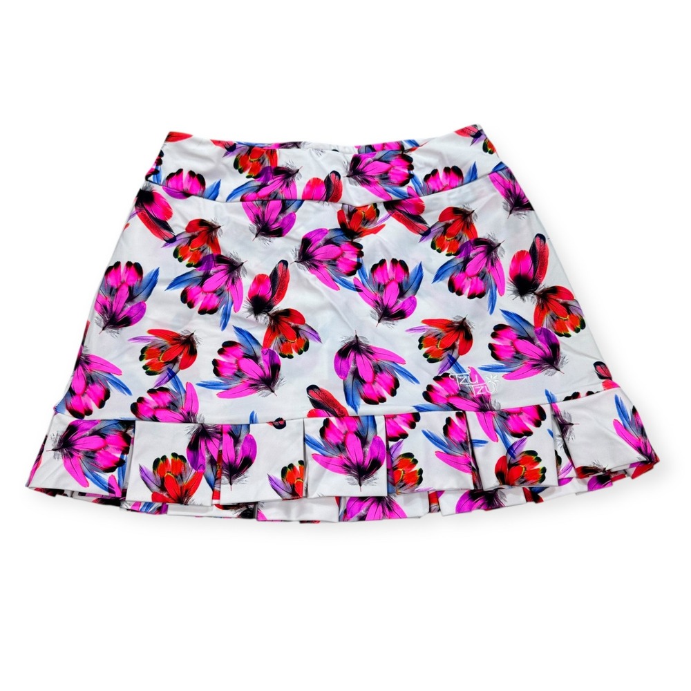 NEW Tzu Tzu Samba Skort Women's Small Flutter Feather Print Tennis Golf Gym USA
